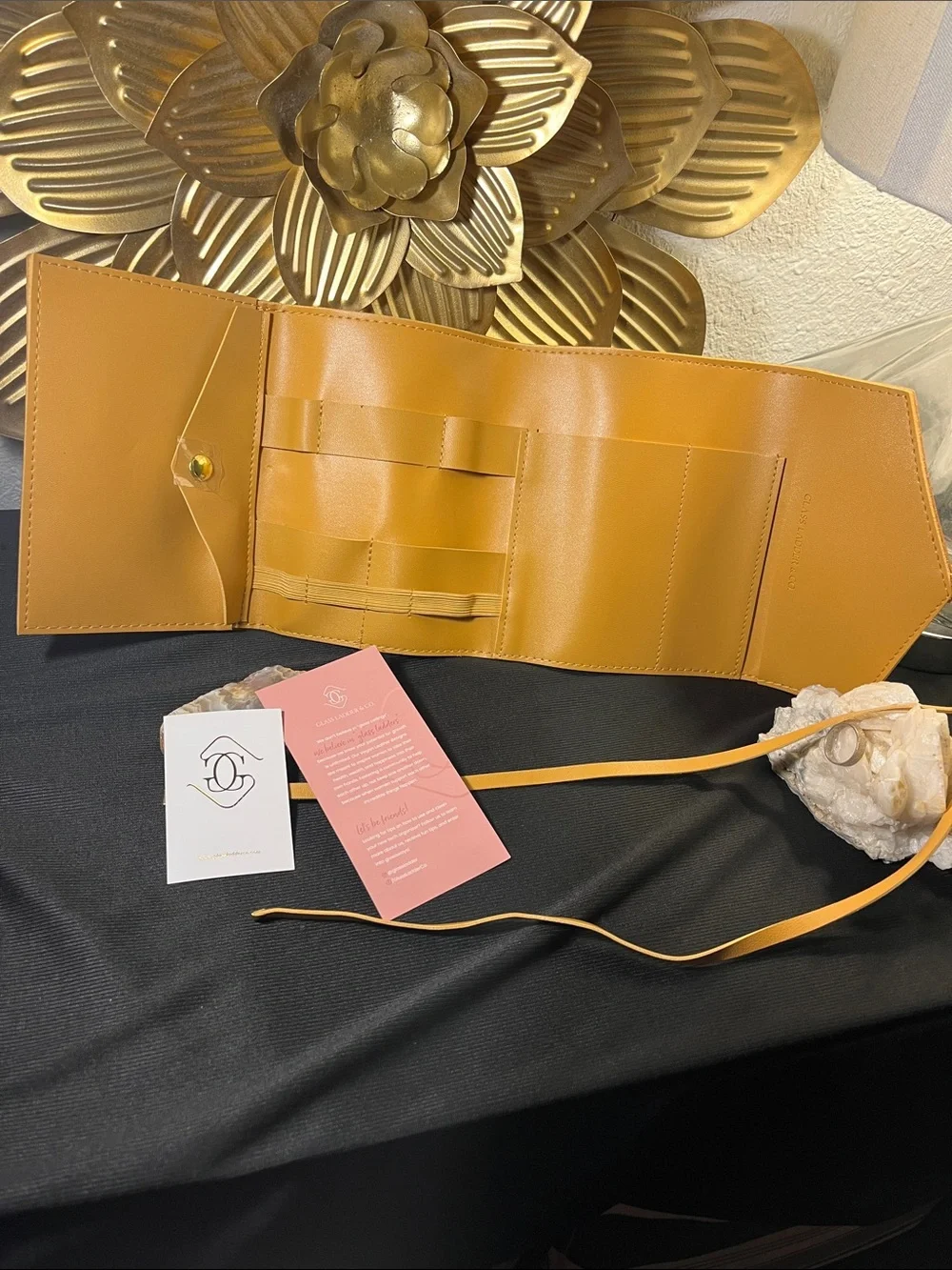 Glass Ladder & Co Honey Colored Travel Jewelry Roll Organizer